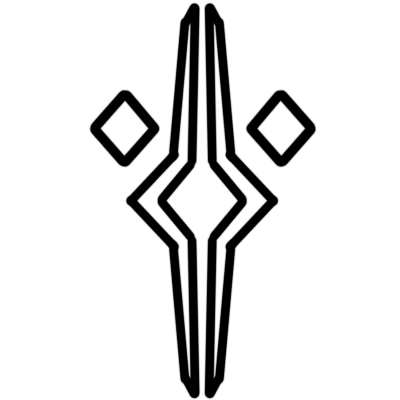 the Fulcrum emblem from Star Wars, which is shaped like Ahsoka Tano's forehead markings. it's in white.